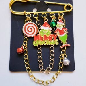 Handmade Christmas Holiday The Grinch Santa Merry Grinchmas Brooch